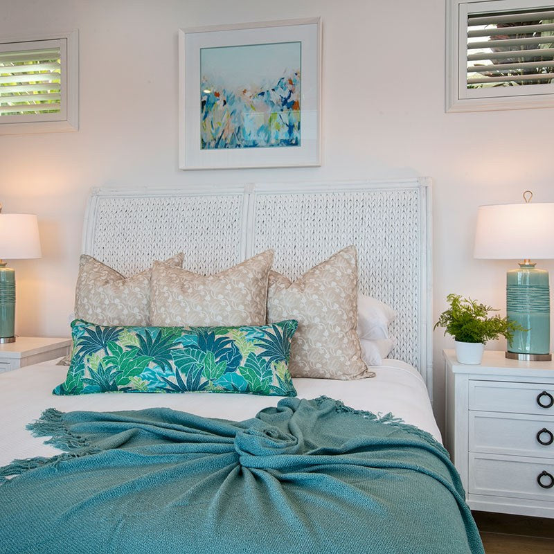 Orchid Vine Fabric - Sand, styled in a room - Starboard Lane
