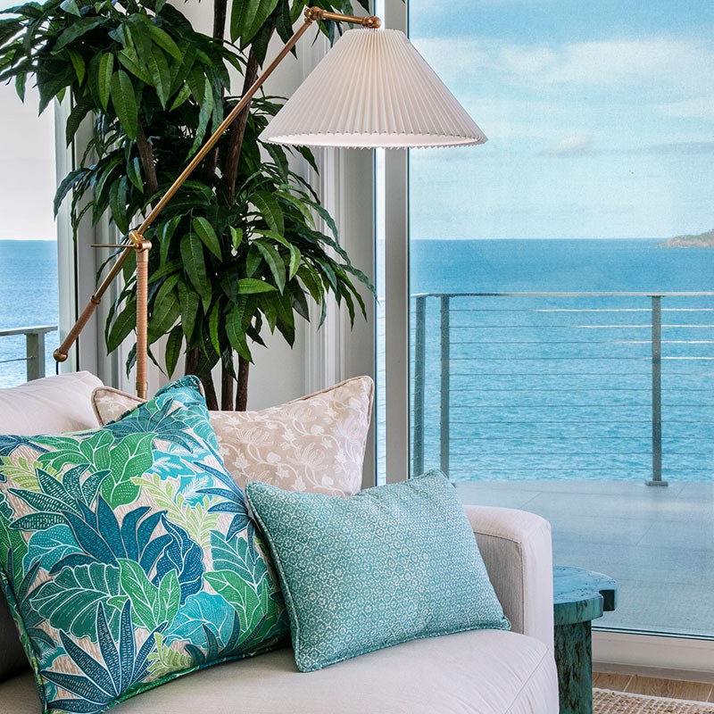 Ti' Punch Fabric - Caribbean, styled in a room - Starboard Lane