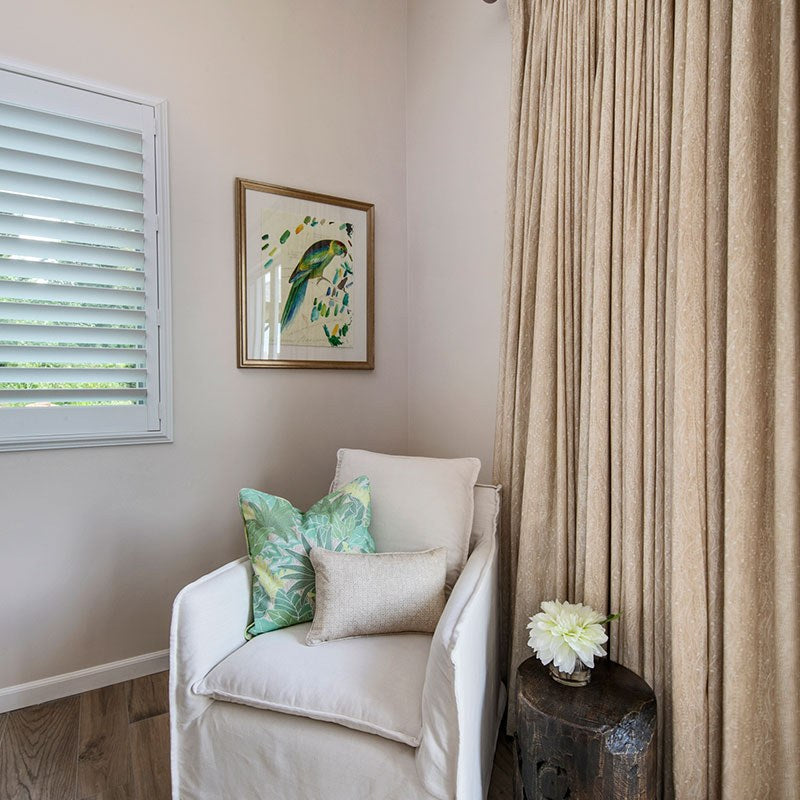 Inlay Fabric - Rattan, styled in a room - Starboard Lane
