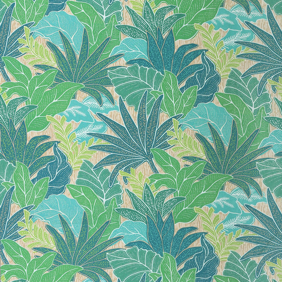 Tobago Leaf Fabric - Caribbean, detail - Starboard Lane