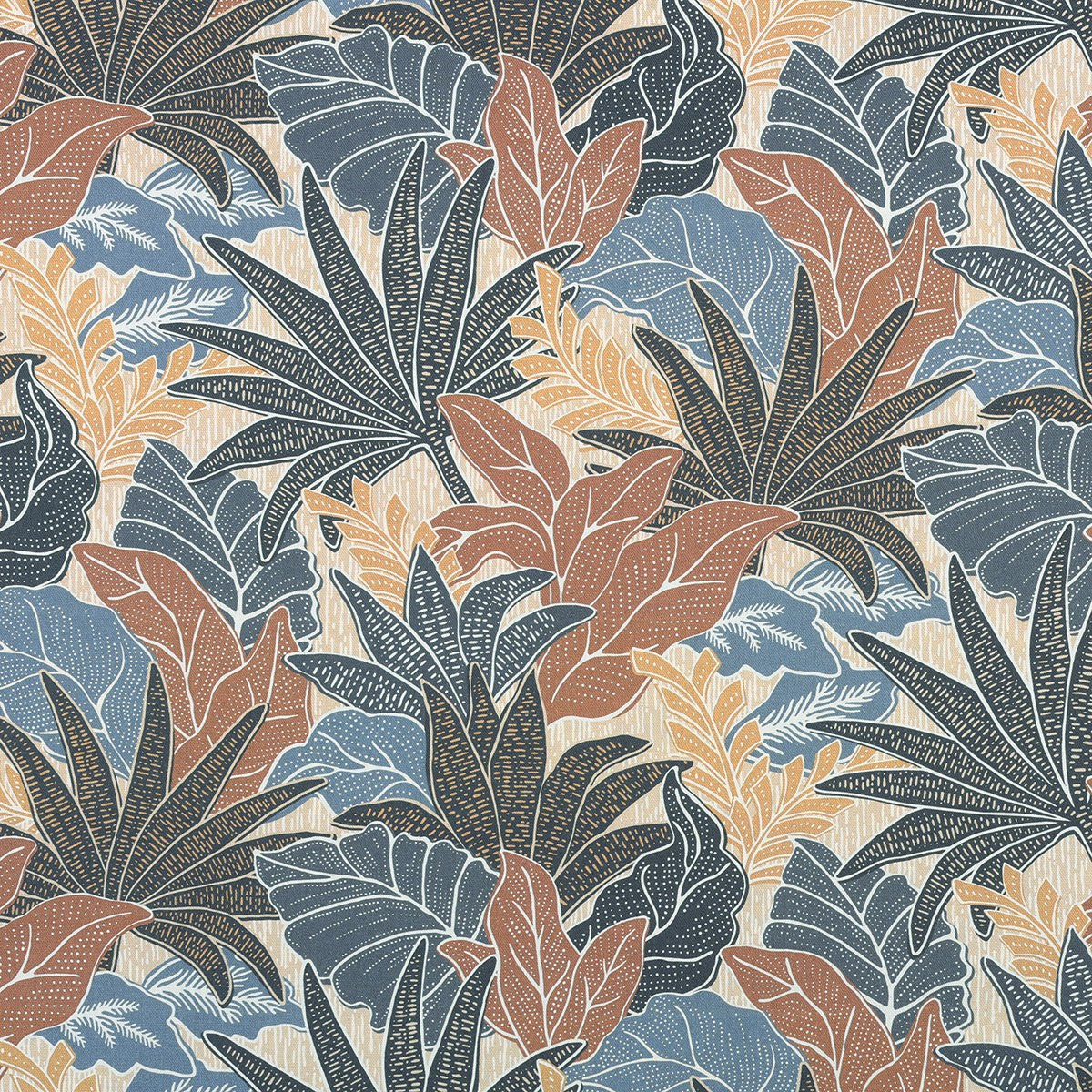 Tobago Leaf Fabric Swatch in Teak - Starboard Lane