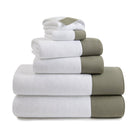 Sonoma Cotton-Linen Bath Towels in White/Moss, Bath Towel