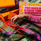 Too Much Needlepoint Pillow, styled - Starboard Lane
