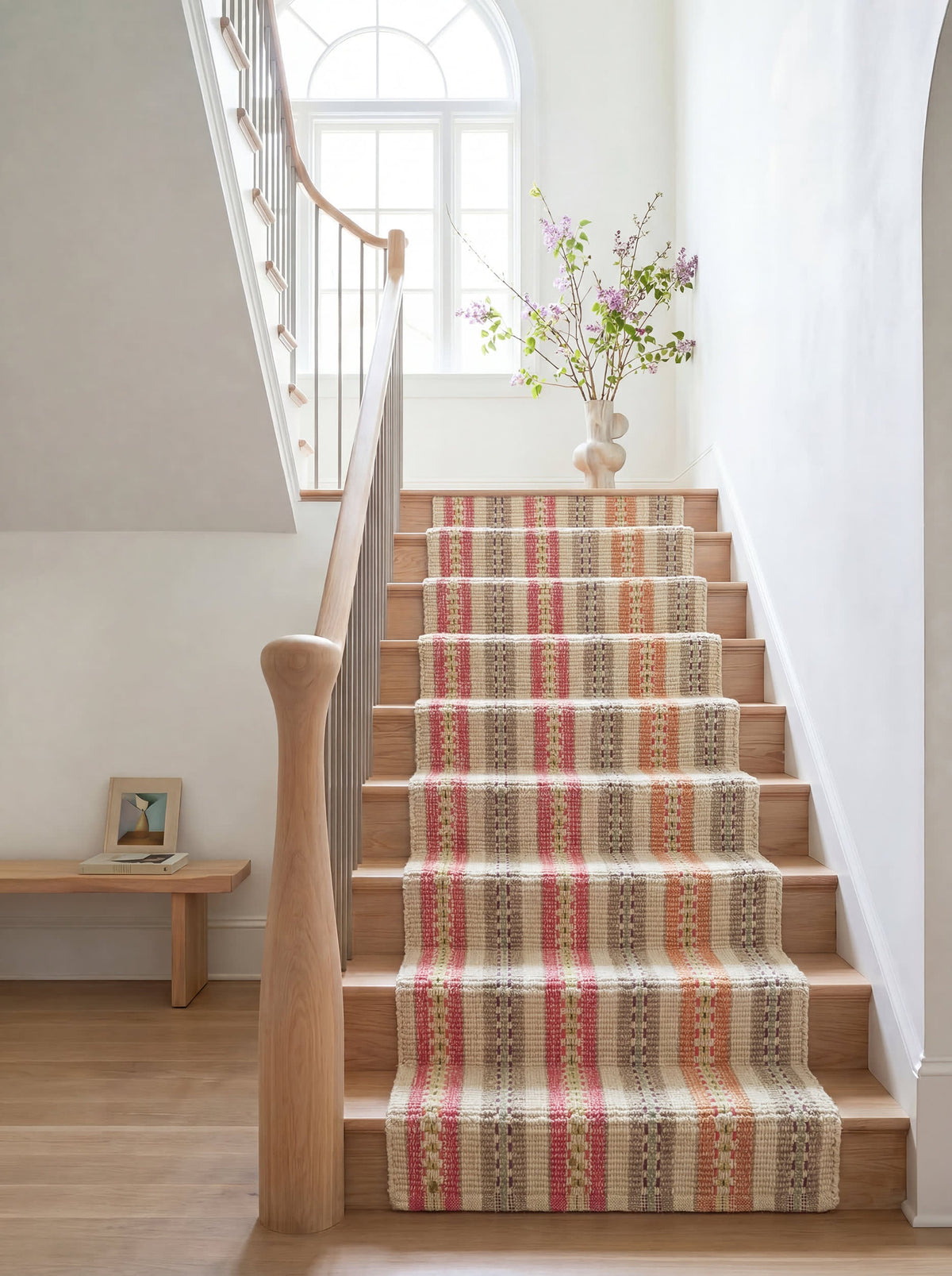 Long Slade Handwoven Cotton Rug, Spice, styled in a room - Starboard Lane