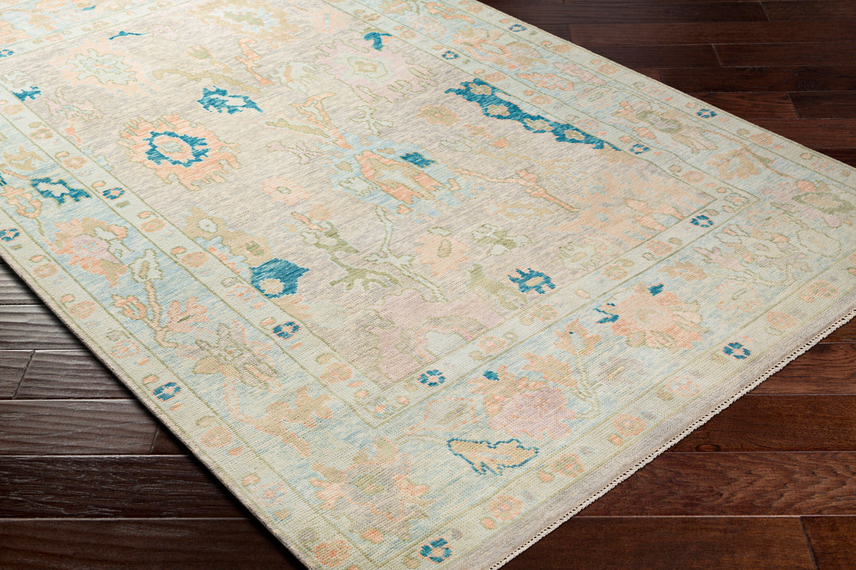 Ushak Hand-Knotted Wool Rug, detail - Starboard Lane