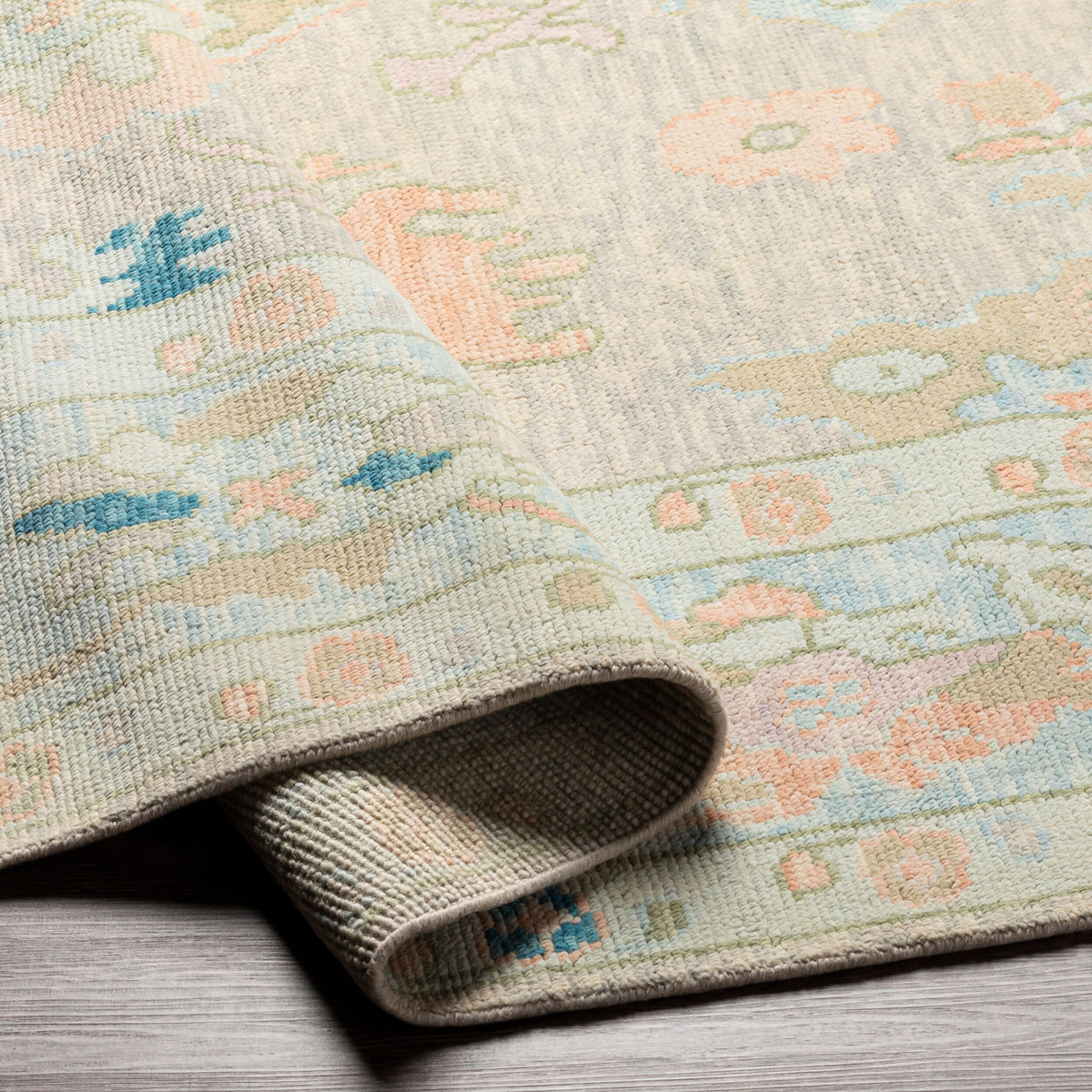 Ushak Hand-Knotted Wool Rug, detail - Starboard Lane