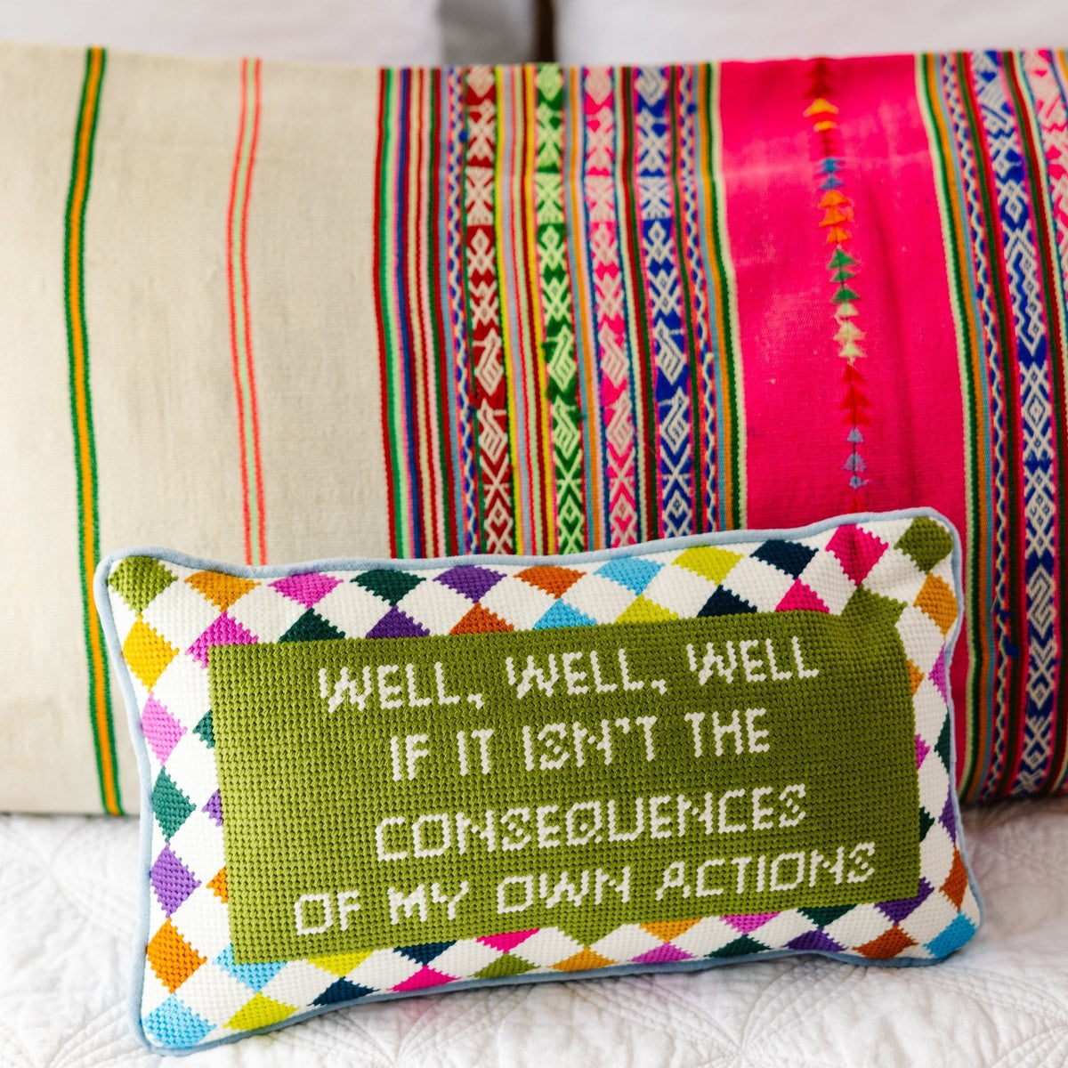 Well Well Well Needlepoint Pillow, styled - Starboard Lane