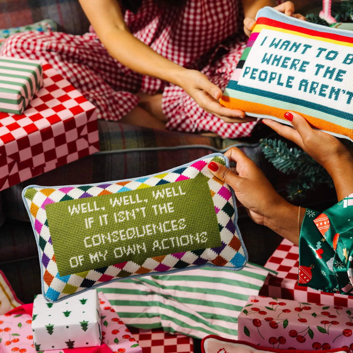 Well Well Well Needlepoint Pillow, styled - Starboard Lane